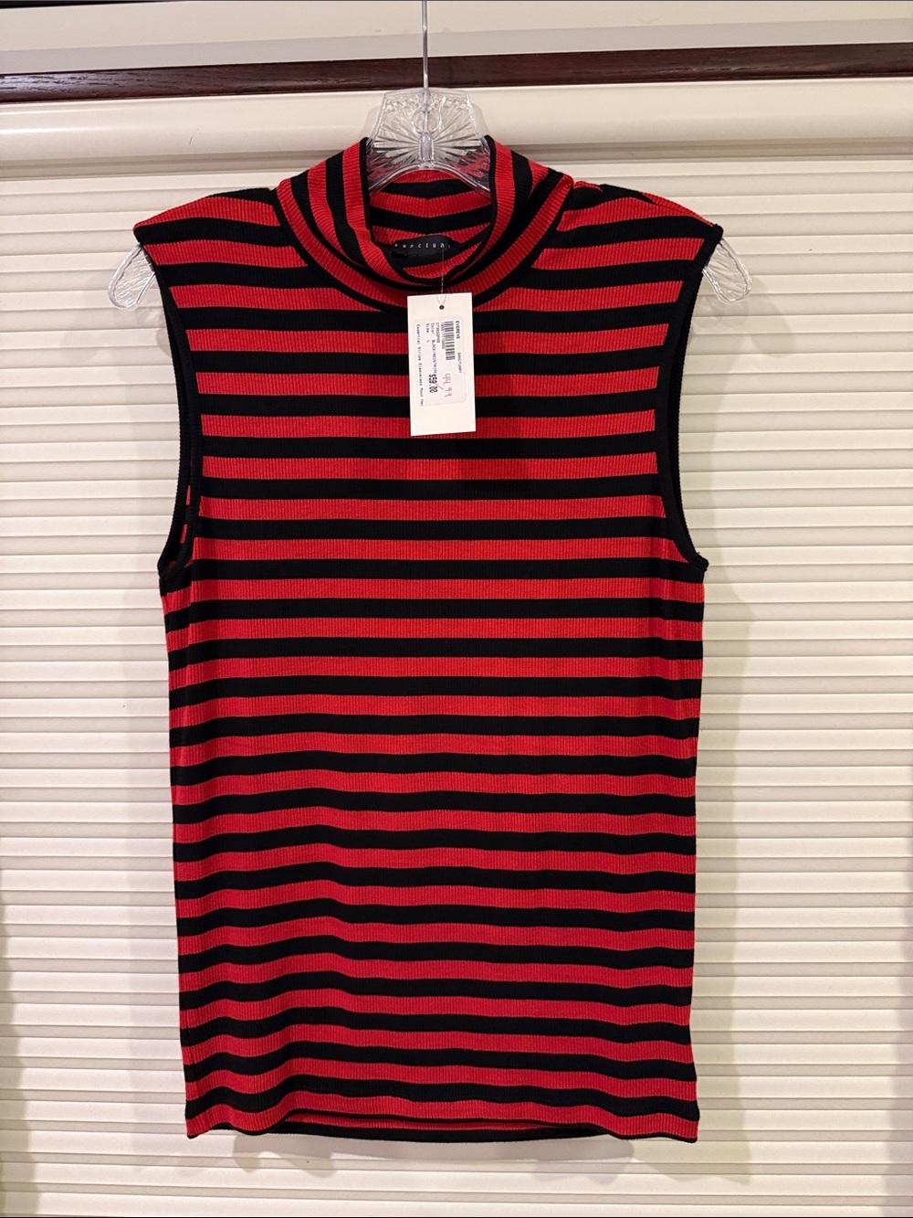 Sanctuary Red and Black Striped Mock Neck Tank